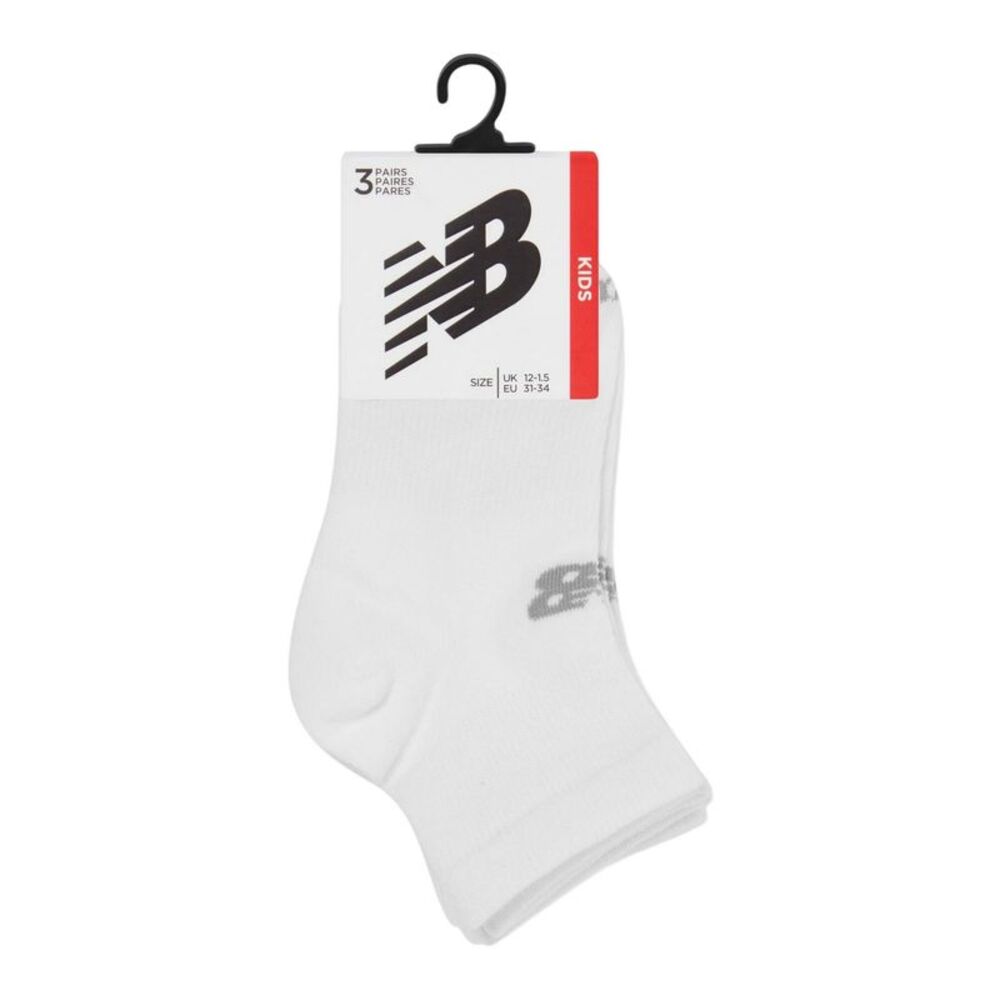 New Balance Childrens/Kids Logo Ankle Socks (Pack of 3) / White